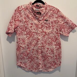 Columbia Men's Rapid Rivers Printed Short Sleeve Size Medium Pink White Tropical